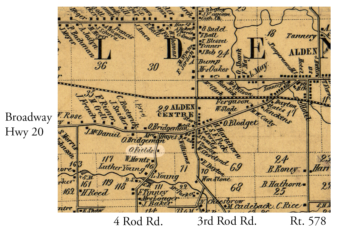 1854 Erie County Map Alden Excerpt
